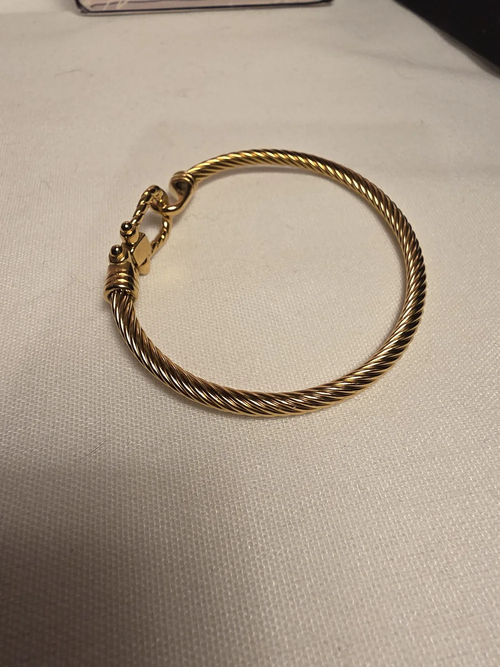 Twisted Gold Plated Cable Bracelet w/HorseShoe Closer